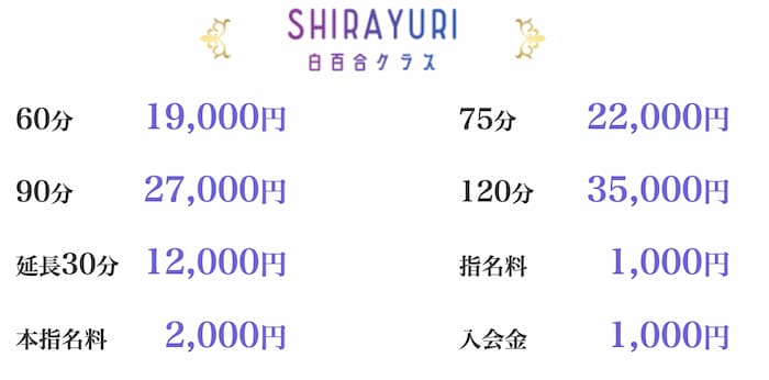 女子大生専門店白百合の料金