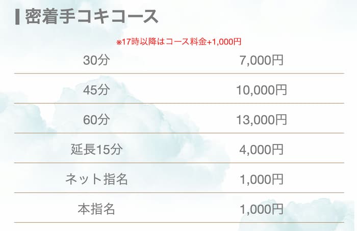 横浜エンジェルハンドの料金