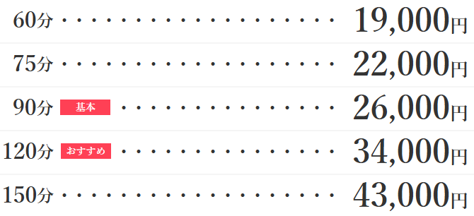 横浜シンデレラの料金