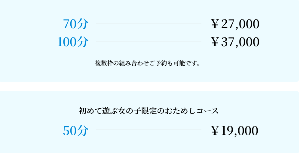 ソープランド深海魚の料金